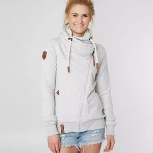 Naketano Heather Gray Hoodie with Brown Details